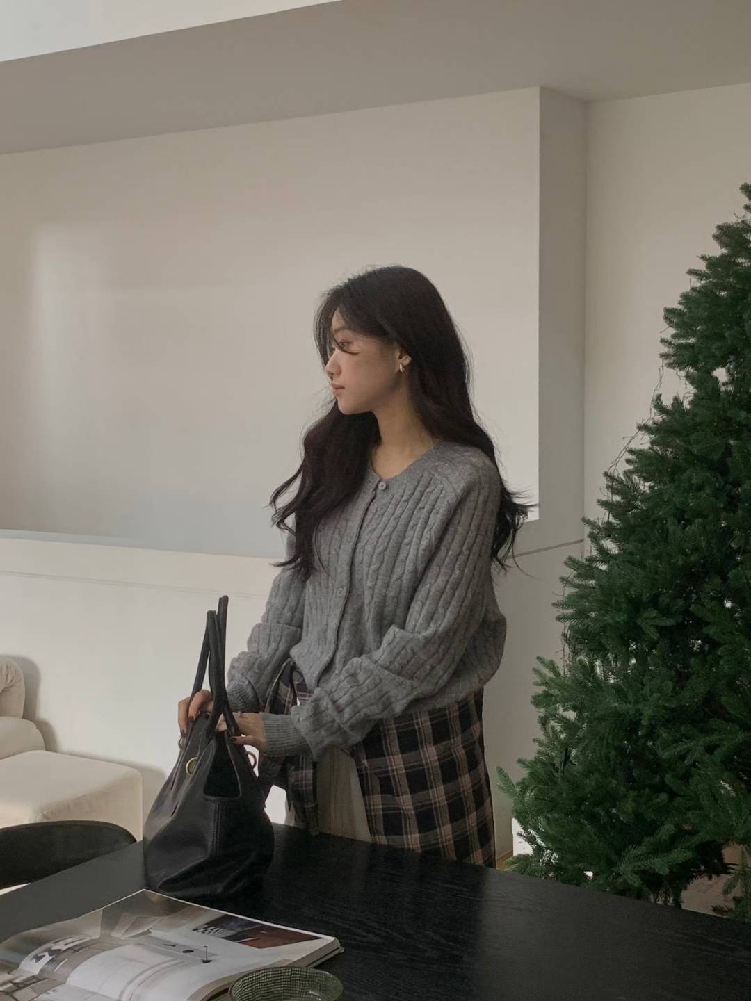 Soft Wool Cable Knit Cardigan