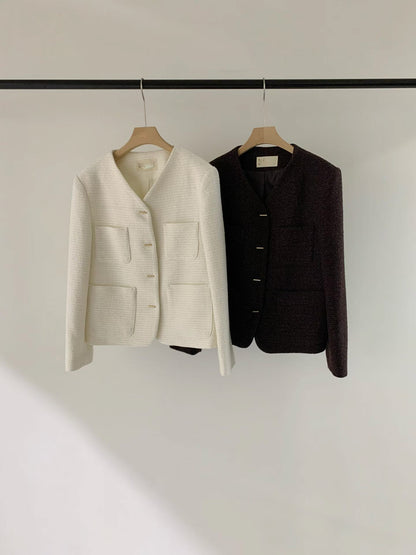 【One of a Kind】Flat Bar Tweed Blazer