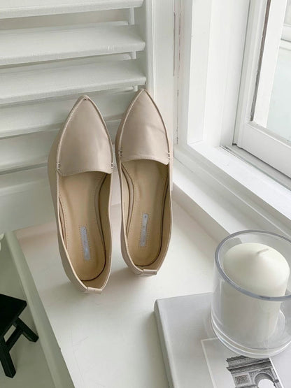 Soft PU Leather Pointed Loafer 【8色入】
