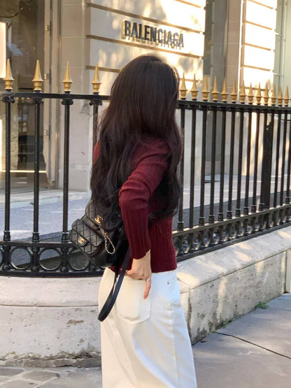 Paris Elegance Textured Cardigan | 柔軟暗直紋外套