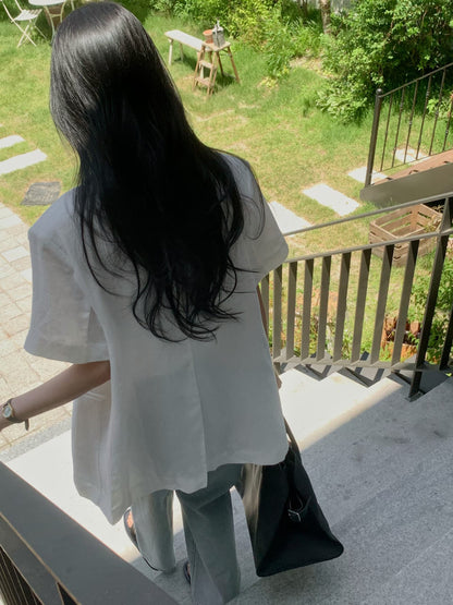 Elegant Summer Chic Linen Blazer