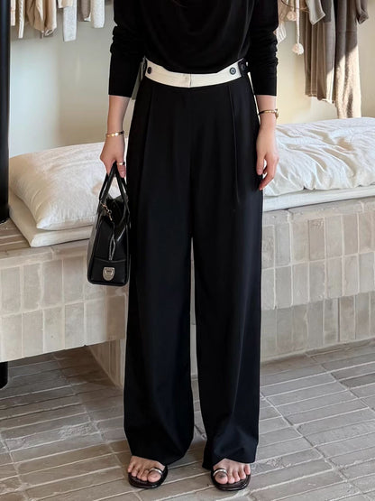 Tailored Contrast Waistband Stripe Trousers | 修身拼色腰線條紋長褲