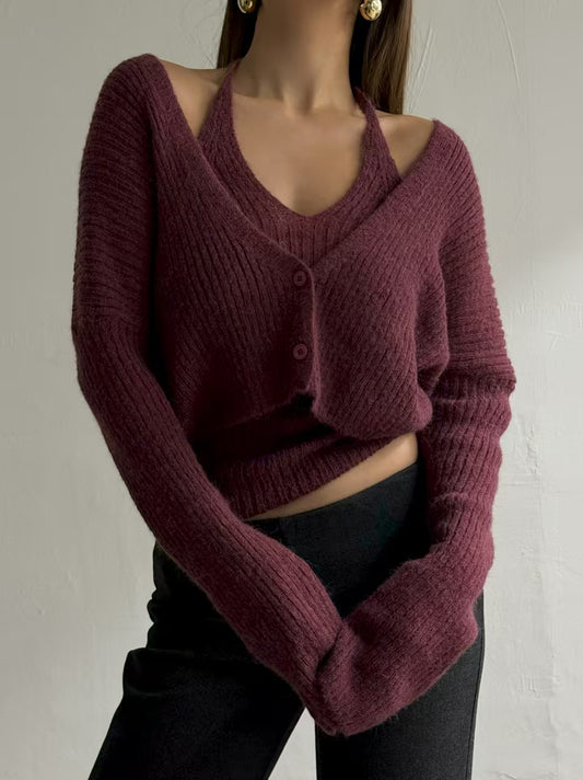 Alpaca Halter Neck & Cardi Set