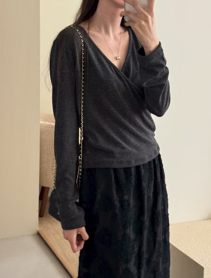 Elegant Wrap Angora Winter Top | 溫柔安哥拉毛搭疊Top