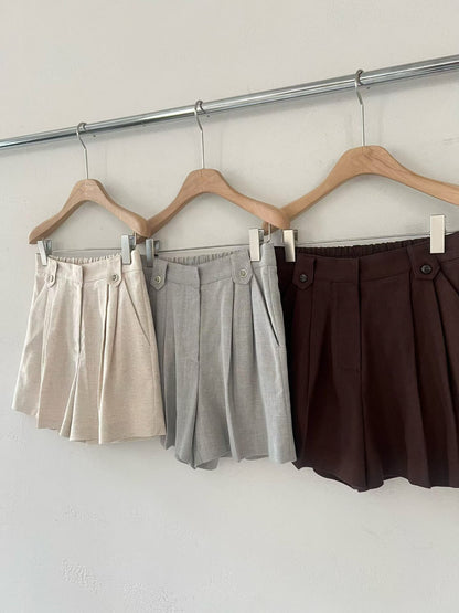 Tailored Linen A-Line Shorts | 棉麻挺版A字西裝短褲