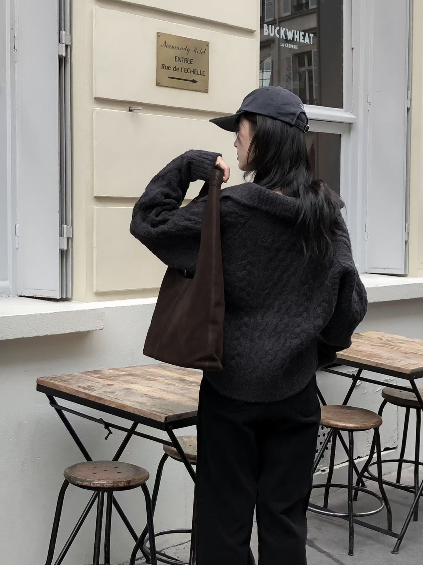 Alpaca Cable Knit Collared Cardigan | 混羊駝毛優雅麻花針織外套