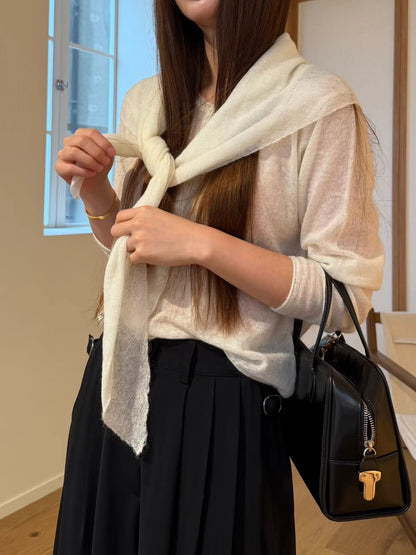 Floatie Soft Sheer Mist Mohair Shawl | 霧感薄透馬海毛三角小披肩