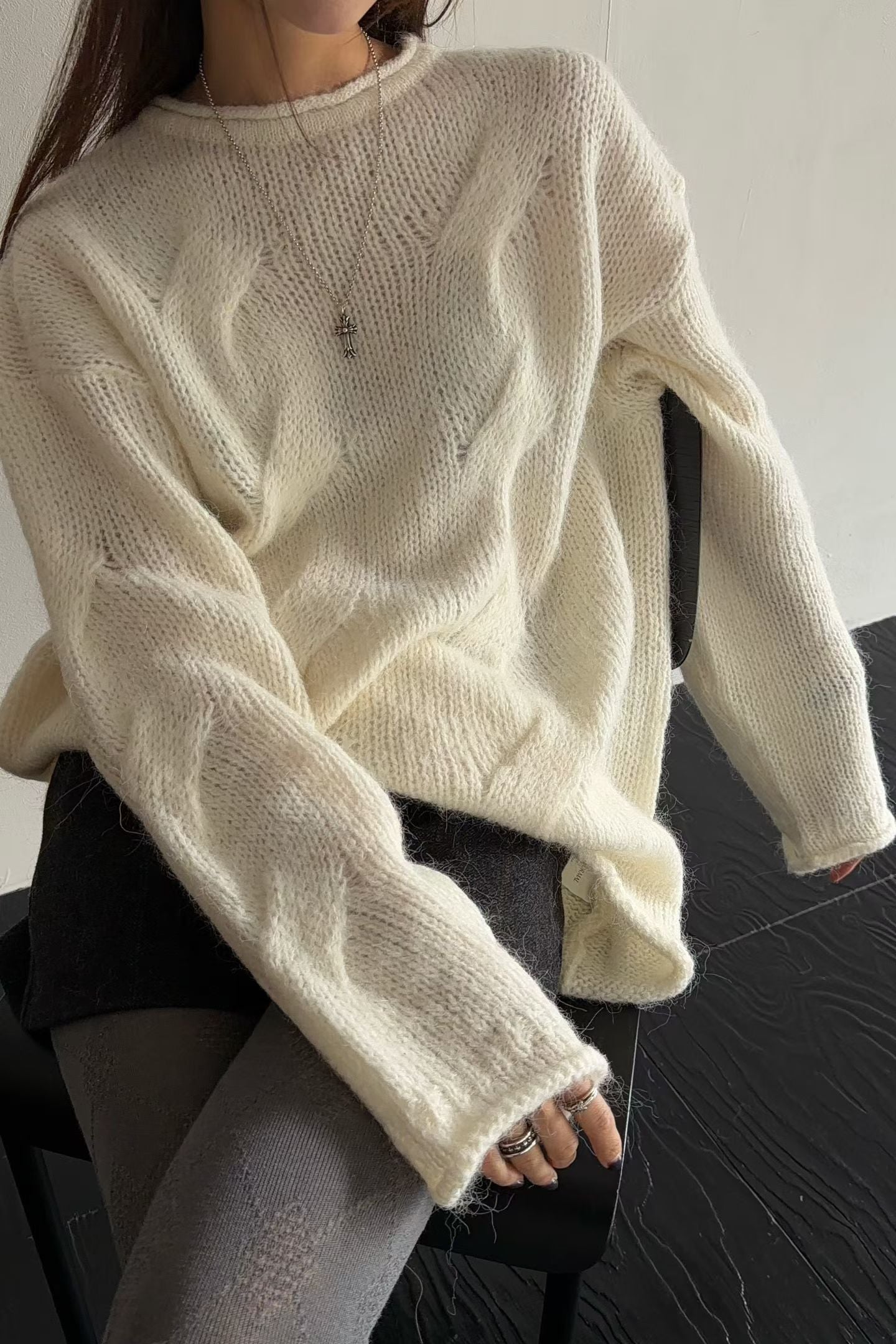 Oversized Alpaca Cable Knit | 寬版麻花羊駝針織