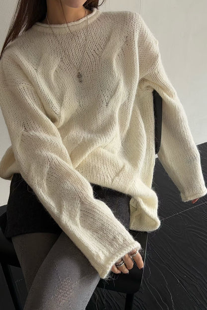 Oversized Alpaca Cable Knit | 寬版麻花羊駝針織