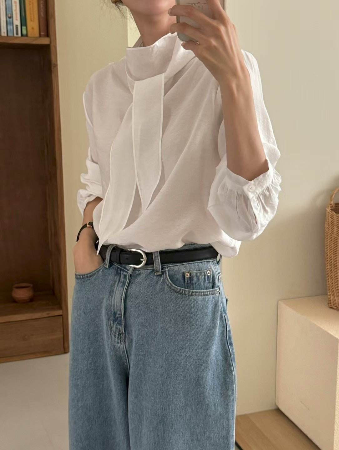 [連線壓軸加碼款] 優美版型 | Snowy Chiffon Necktie Blouse