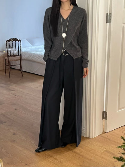 <<簡約層次>> Raccoon Wrap Top | 浣熊毛交疊上衣