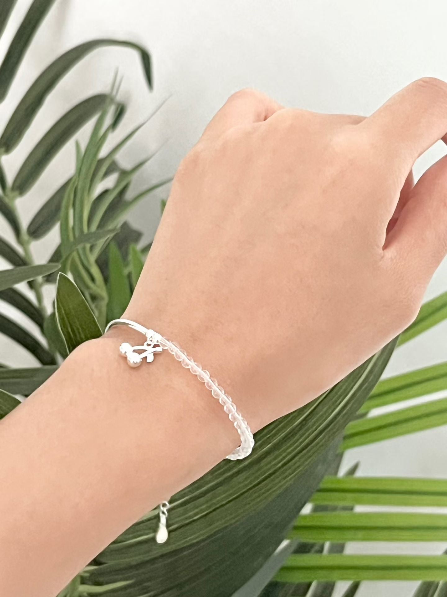 Half & Half Cherry Silver Beaded Bracelet | 小櫻桃半串珠手鏈￼