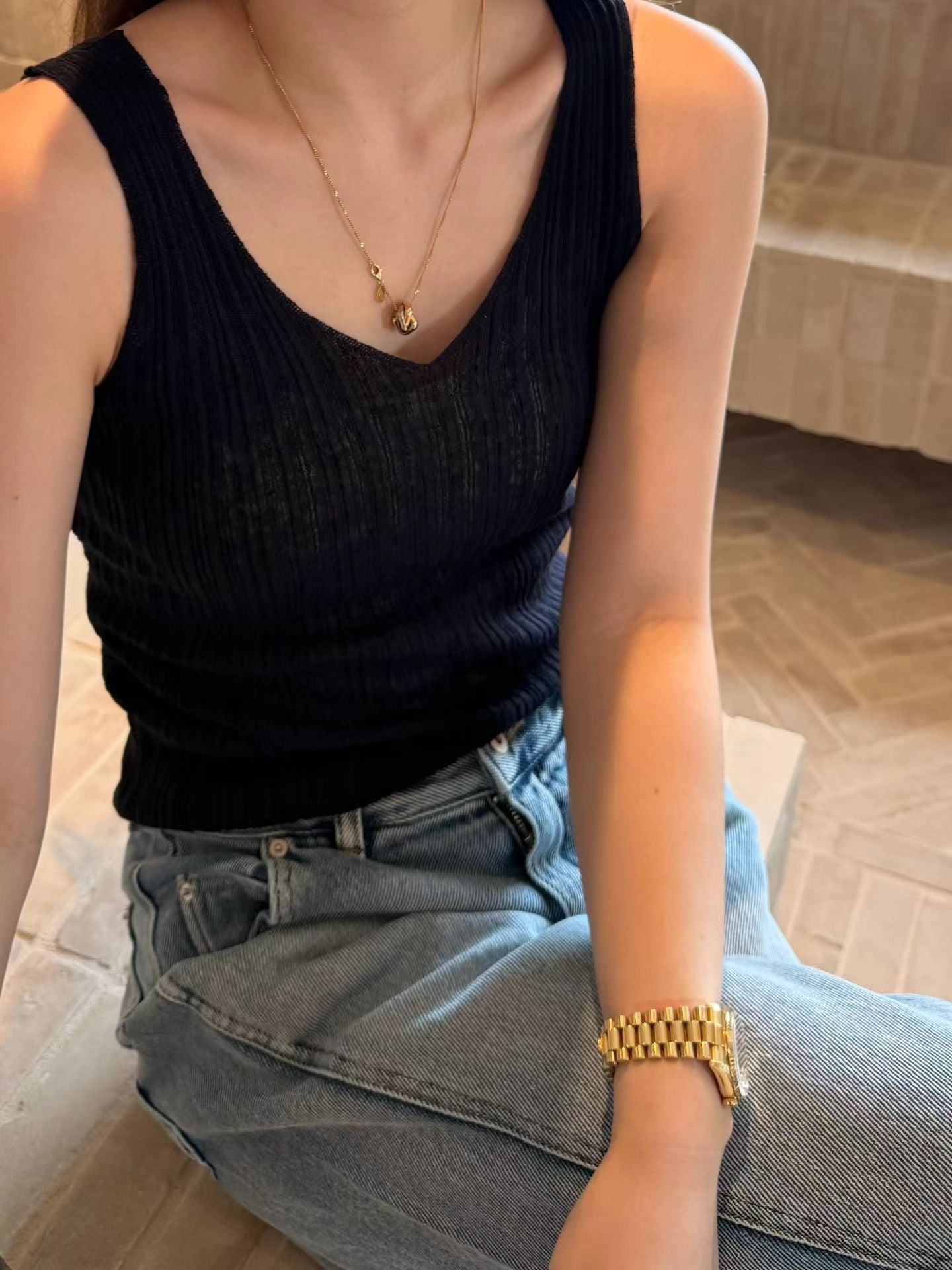 Elegant V Neck Linen Cami