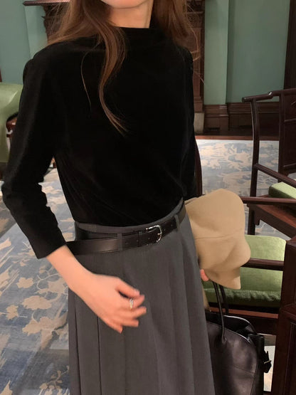 Butter Velvet Mock Neck Blouse