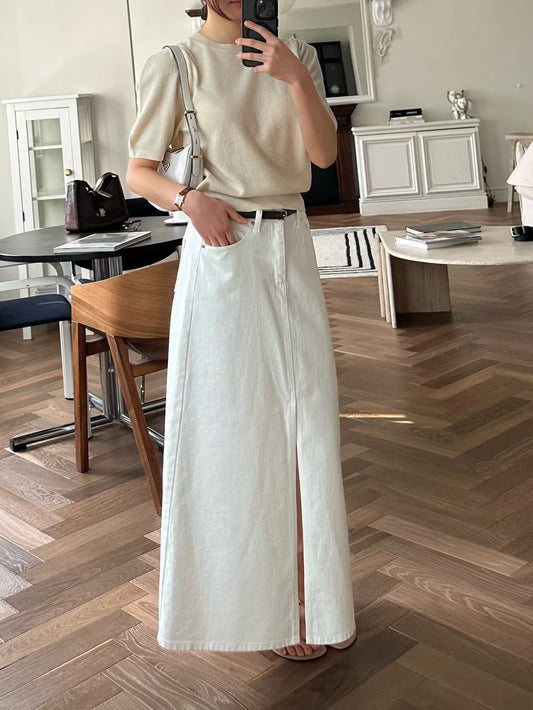 Front Slit Cargo Midi Skirt | 仙氣顯白前開叉長裙