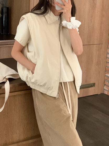 Corduroy Collar Quilted Vest Jacket | 燈芯絨領夾綿背心外套