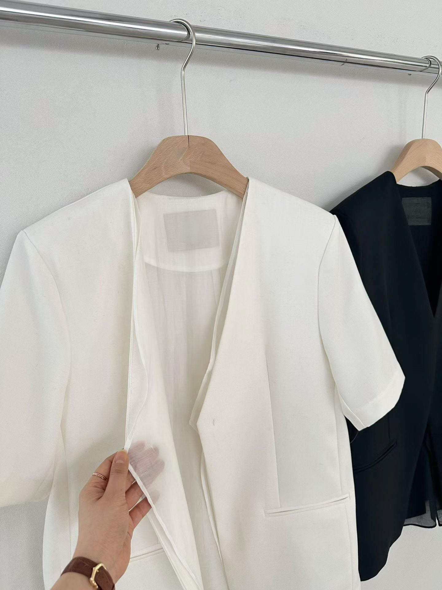Lace-Trim Layered Blazer | 蕾絲滾邊拼接西裝外套