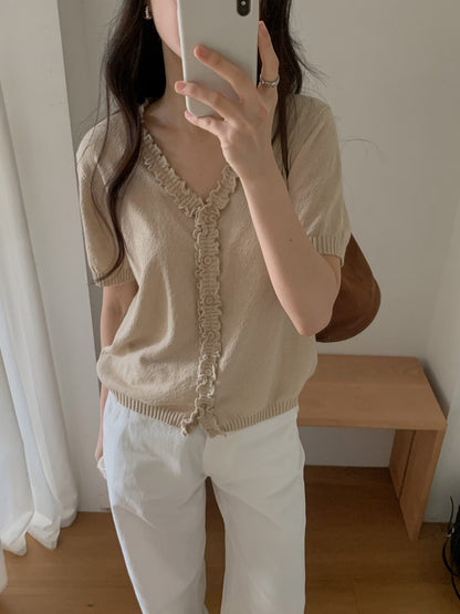Delicate Ruffle Knitted Blouse | 精緻木耳滾邊上衣￼