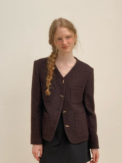 【One of a Kind】Flat Bar Tweed Blazer
