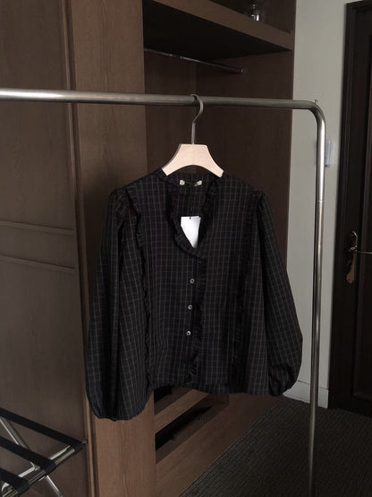 Parisian Checkered Ruffles Blouse