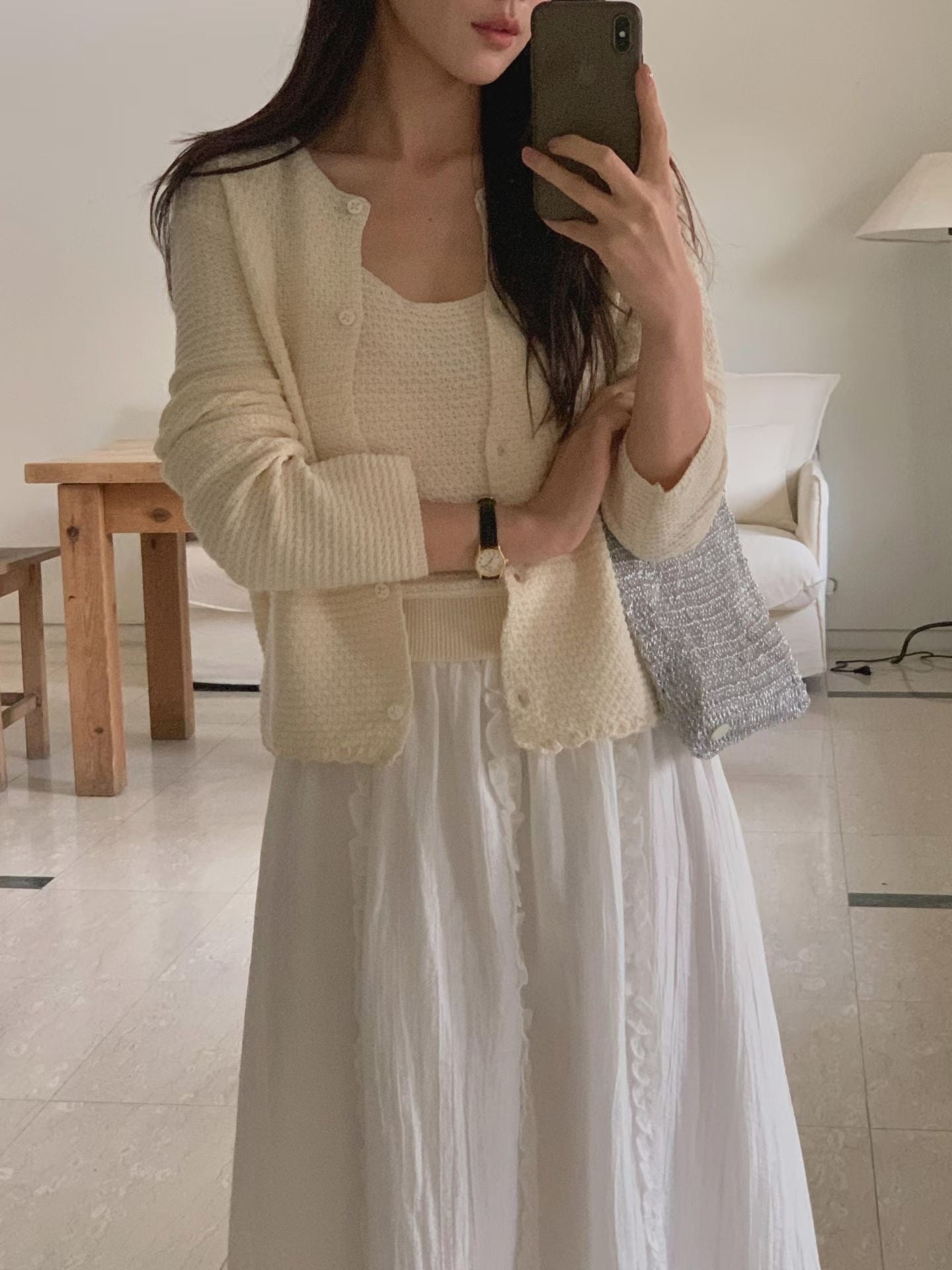 Parisian Waffle Button Up Cardigan | 簡約窩夫鈕扣外套￼