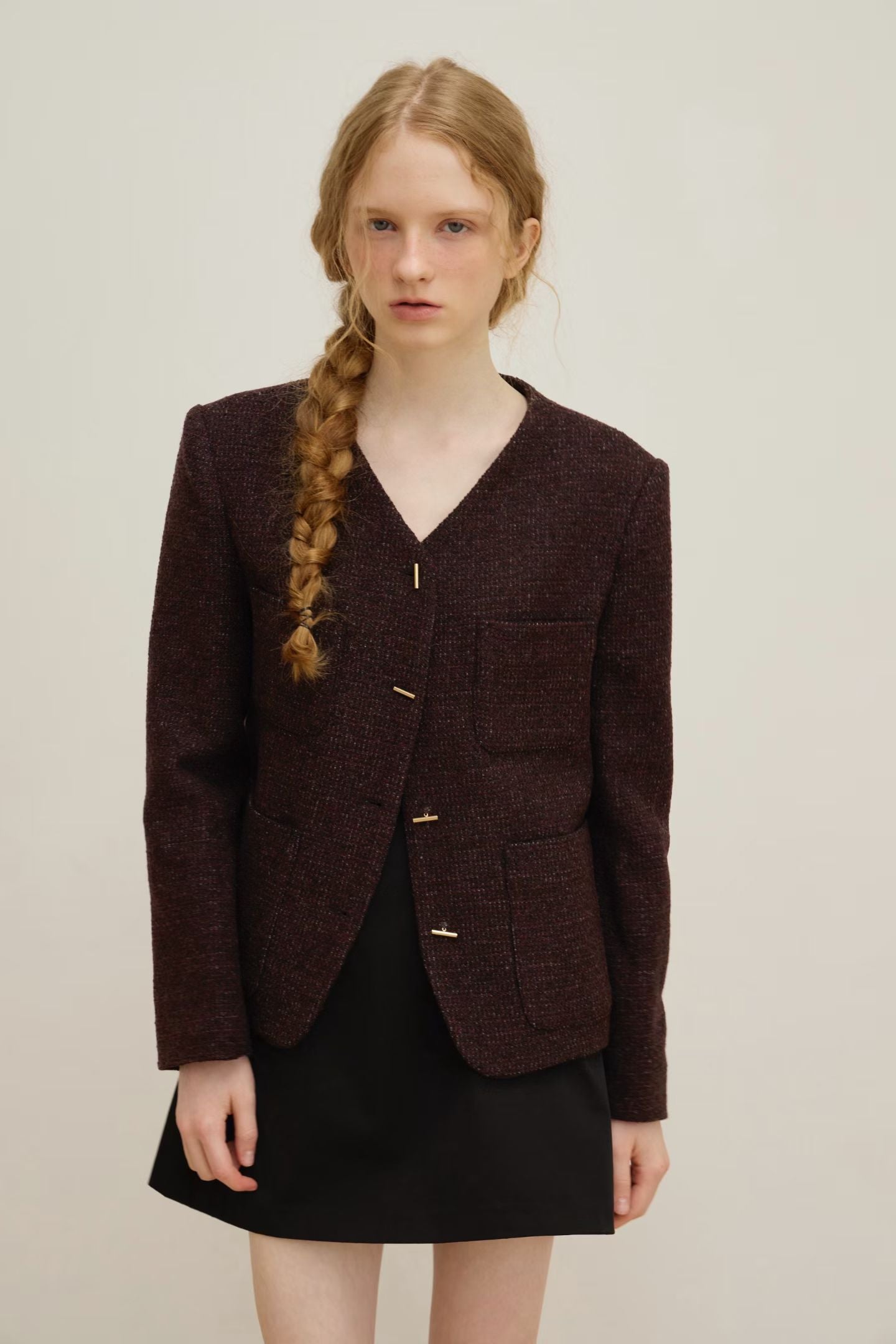 【One of a Kind】Flat Bar Tweed Blazer