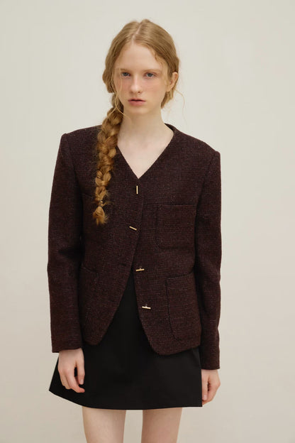 【One of a Kind】Flat Bar Tweed Blazer