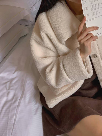 Frosty Teddy Mid Jacket | 小熊羊羔毛短版外套