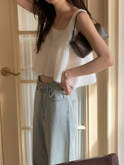 飄逸勾織方領背心 | Premium Summer Knitted Flaire Tank Top