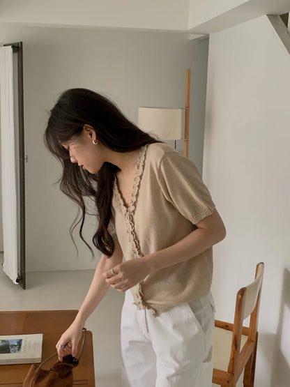 Delicate Ruffle Knitted Blouse | 精緻木耳滾邊上衣￼