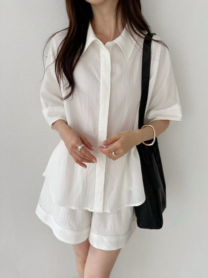 Micro-Textured Minimal Shirt | 質感豎紋極簡襯衫