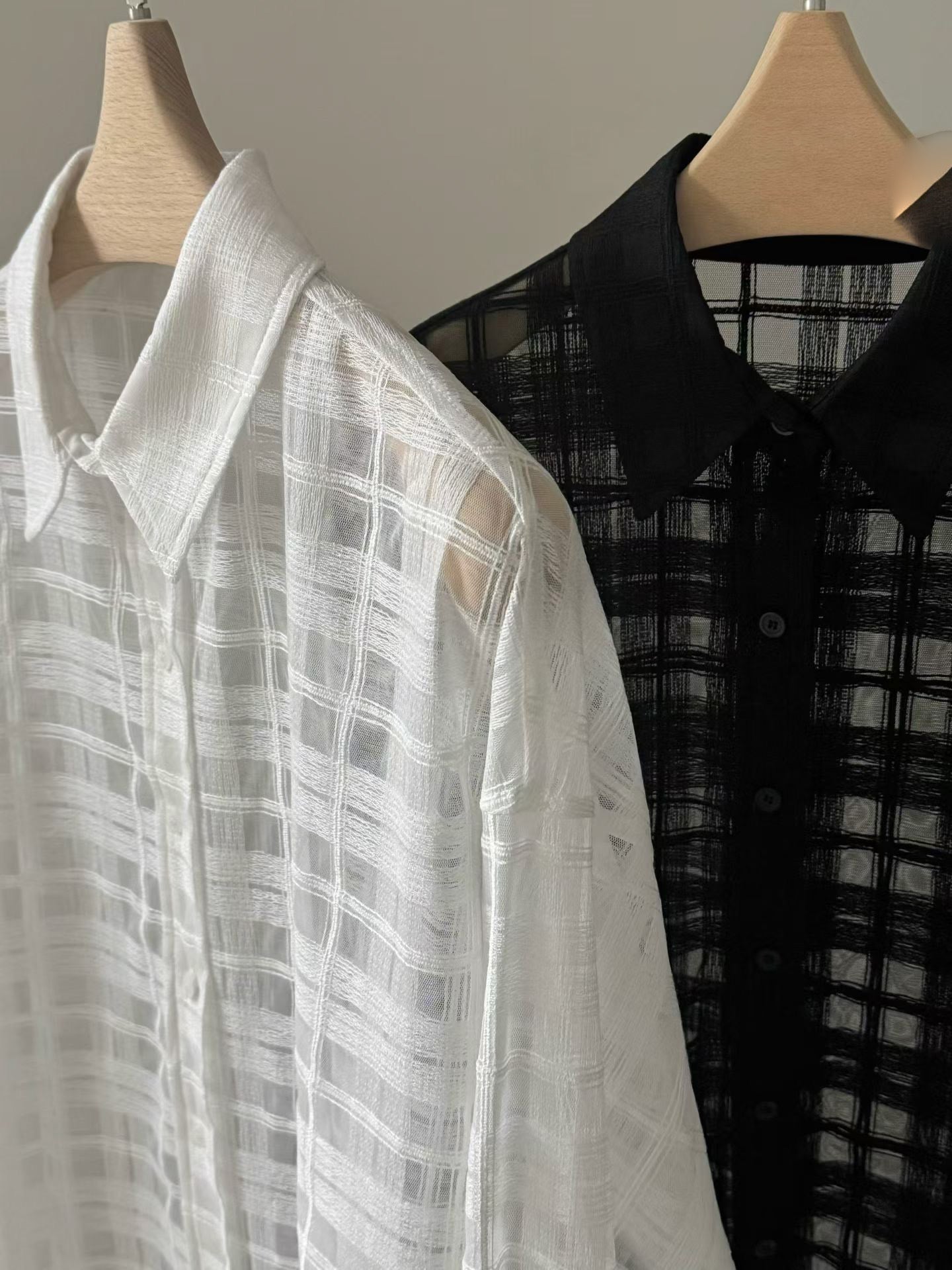 鏤空網格紋襯衫 | Weaving Checkered Boyfriend Shirt