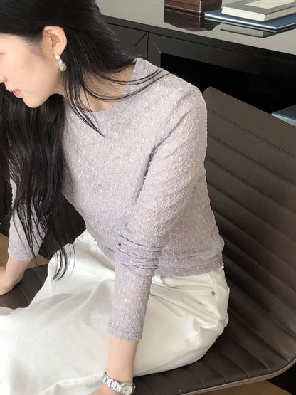 夏日溫柔粉雪長袖Tee | Snowy Lace Tee