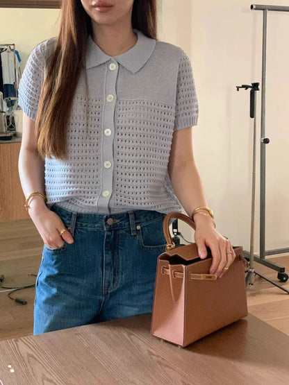 [𝑳𝒊𝒏𝒆𝒏 𝑬𝒅𝒊𝒕] 2-way Crochet Love Polo