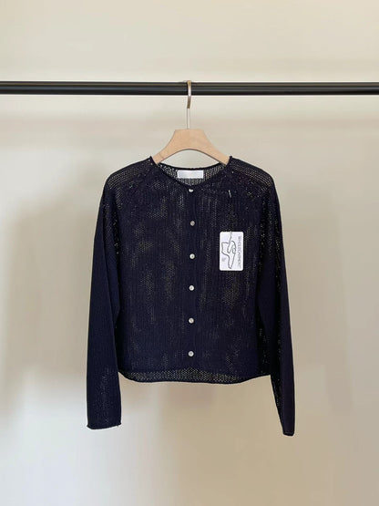 [𝑳𝒊𝒏𝒆𝒏 𝑬𝒅𝒊𝒕] Wholegarment Shoulder Detail Cardigan | 肩膊細節圓領外套