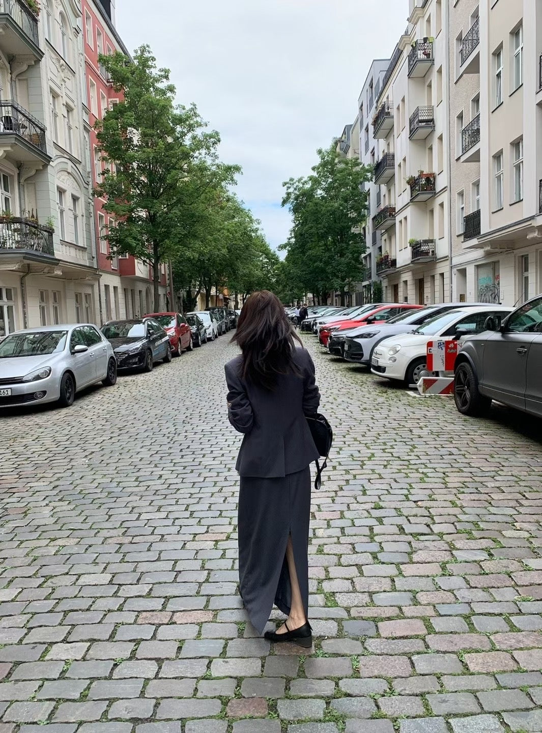 【暴美通勤風】Tailored Front Slit Maxi Skirt | 高腰開叉假兩件長裙