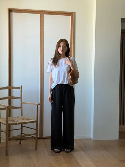 Scrunched Waist Linen-Tencel Pants | 抓皺腰線天絲亞麻長褲