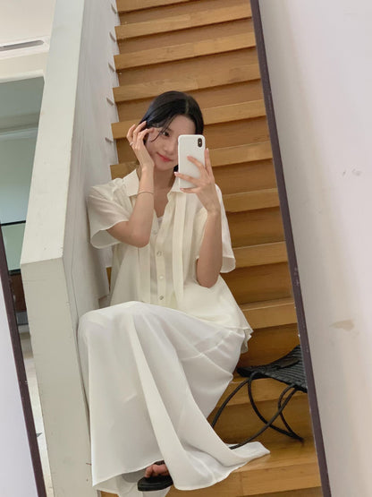 Summer Sheer Shirt with Necktie