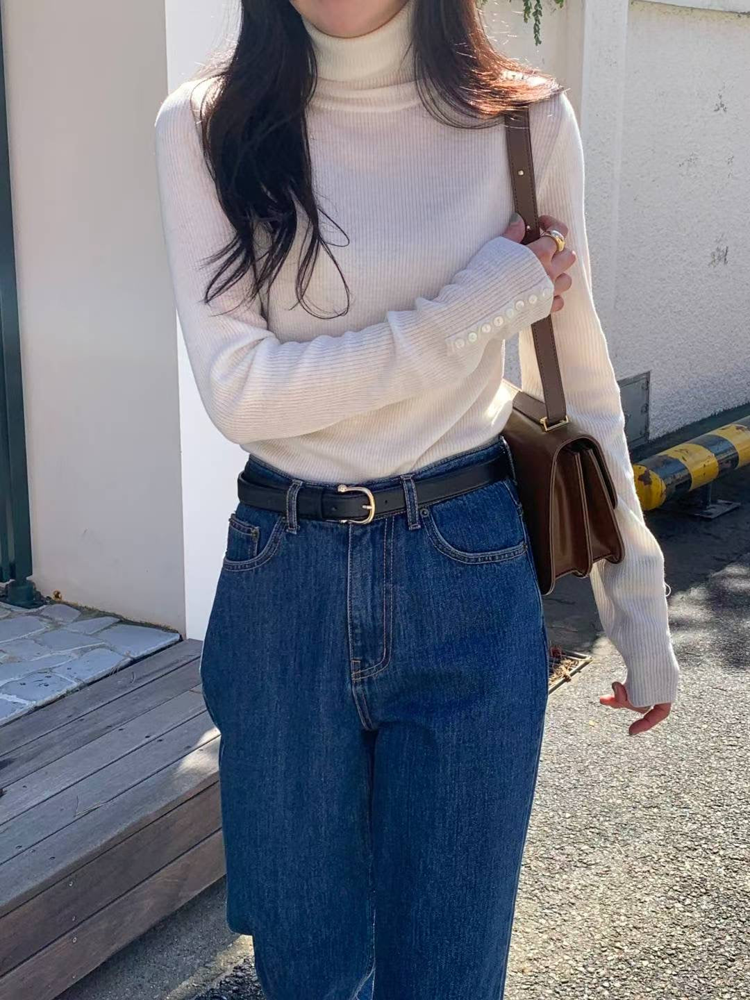 [連線壓軸加碼款] 低調優雅 Highneck Button Sleeves Knitted Top