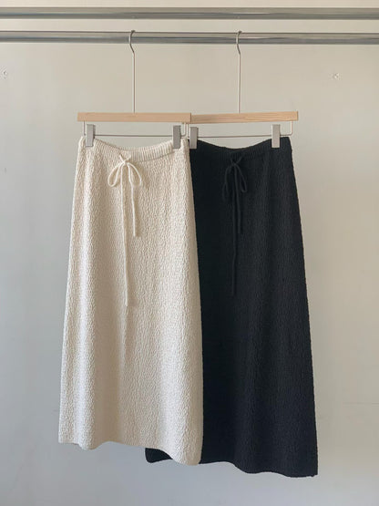 Plisse Crochet Midi Skirt | 鈎織感橡筋腰中長裙