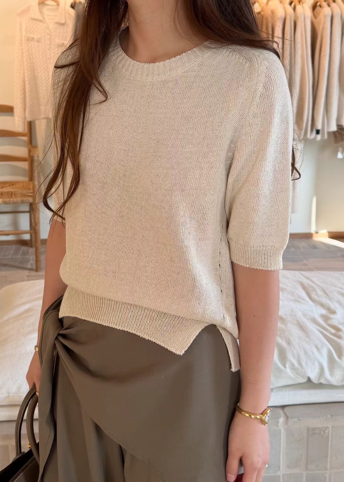 Ribbed Details Tencel Blend Knit | 羅紋天絲針織上衣