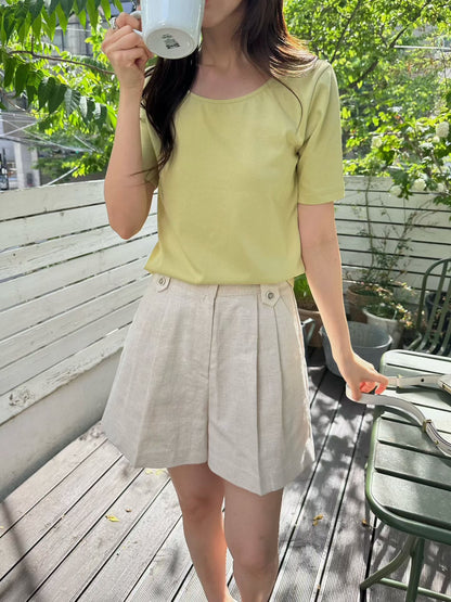 Tailored Linen A-Line Shorts | 棉麻挺版A字西裝短褲