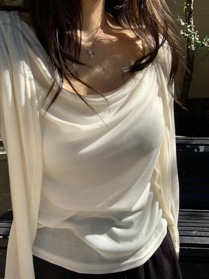 [獨特極美設計款] 天絲垂感流水Top