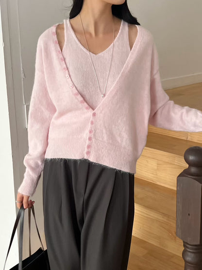 Classic Buttoned Cami & Cardi Set