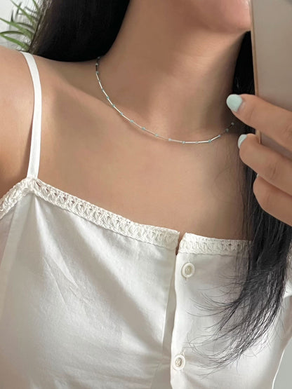 Minimal Ice Beaded Necklace | 極簡冰藍細珠頸鏈