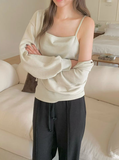 Drapy Square Neck Cami & Cropped Cardi Set | 小垂感方領背心&外套Set