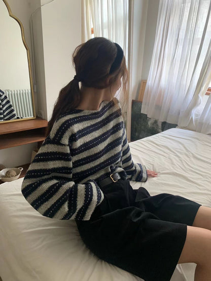 The Mariner Striped Knit | 細緻條紋圓領Top