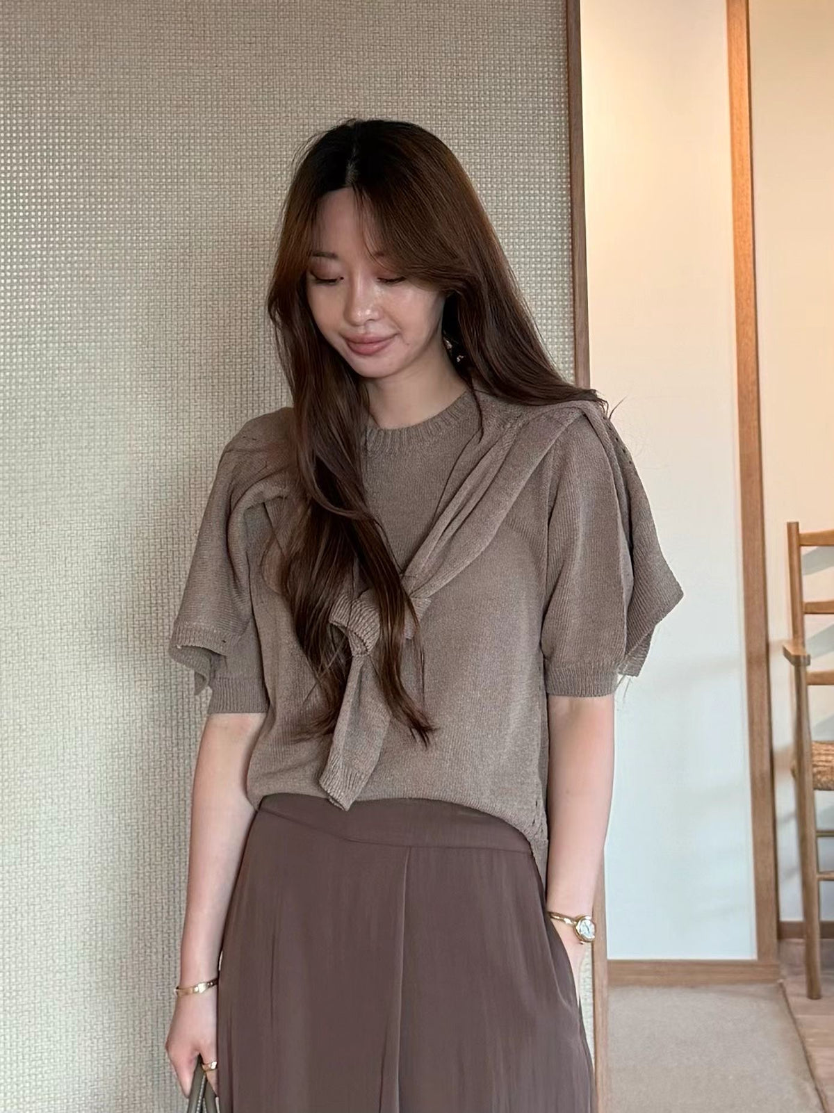 Ribbed Details Tencel Blend Knit | 羅紋天絲針織上衣