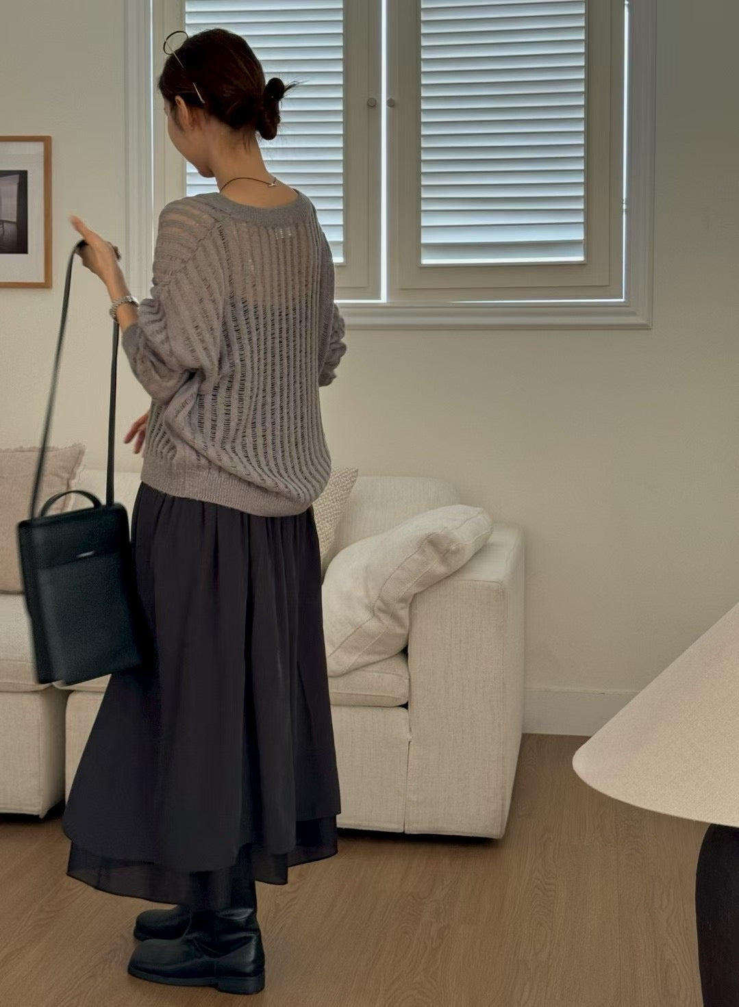 < 唯美針織> Mohair Blend V Neck Open-Knit | 鏤空V領針織上衣