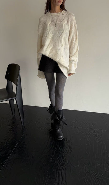 Oversized Alpaca Cable Knit | 寬版麻花羊駝針織